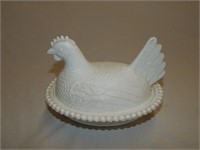 Indiana Milk Glass Hen on Nest Covered Dish