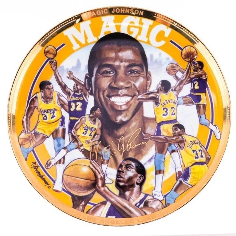 MAGIC JOHNSON 10" Collector Plate 24kt Gold Trim