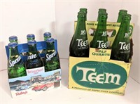 Vtg Teem & Sprite Pop Bottles w/ Cardboard