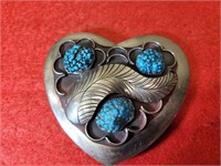 Large Heart Shaped Belt Buckle w/ Turquoise