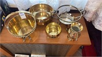 Decorative Metal footed bowls, basket and others