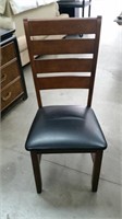 Wood Dinning Chair with Black Vinyl Cushion