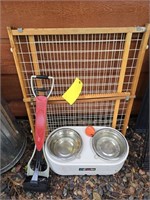 Pet gate, food bowl & pooper scooper