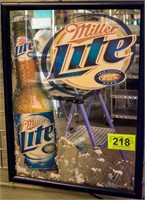 Vintage Miller Lite Beer Mirror Lighted Wall Sign