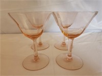 4pink depression glass champagne glasses