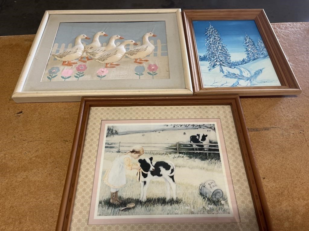 (3) Various Paintings, & Framed Images