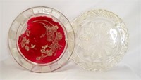 (2) Cake Plates - MAESTRO Pure Inlaid Silver Red