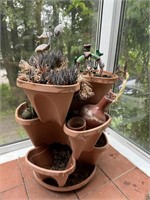 Strawberry Pot w/ Assorted Cacti/Succulents