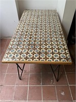 Floral Tiled Coffee Table w/ Wrought Iron Legs