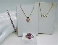 Pink Gemstones & Sterling Silver