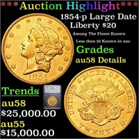 ***Auction Highlight*** 1854-p Gold Liberty Double