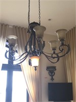 Chandelier with 2 matching Sconces.
