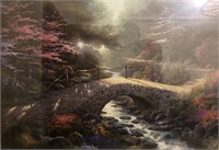 Print of Bridge over stream 33"x42-nice fall scene