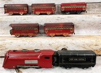 Marx red Commodore with tinplate NY Central