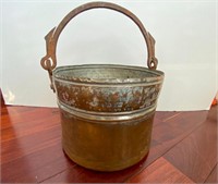 Antique Handmade Copper Pot w/Iron Handle