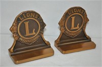 VTG heavy bronze Lion's Club bookends