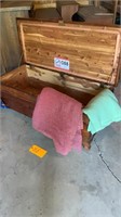 Cedar Chest -Leg needs repair-2 Wool Blankets