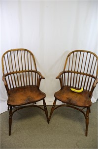 Pr. Antique ENGLISH Stick & Rail Windsor Chairs