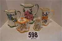 Hand Painted Pottery Pitchers