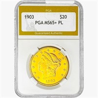 1903 $20 Gold Double Eagle PGA MS65+ PL