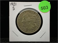 1921-S Morgan Silver Dollar in Flip