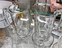 2 LARGE GLASS BEER MUGS