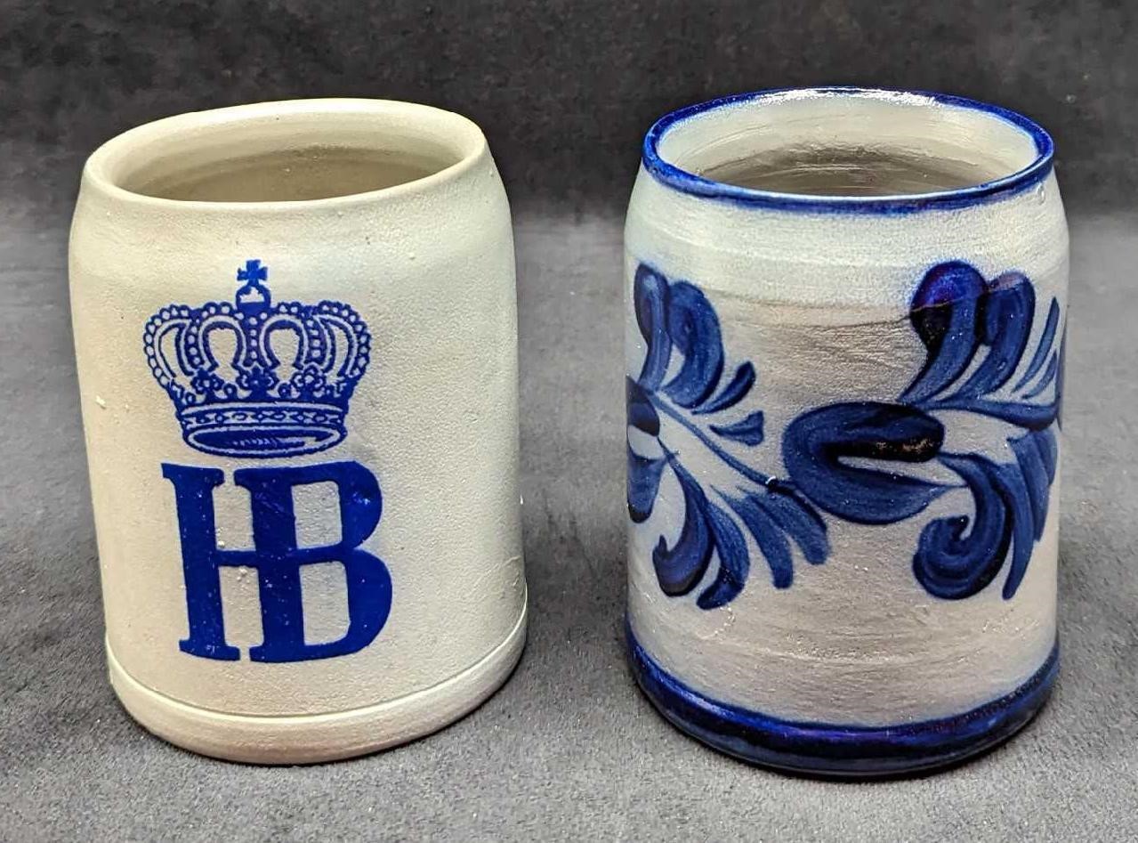 2 Vintage Stoneware Steins