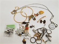 Assorted Costume Jewelry, Pins, and Earrings