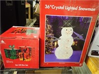 3 Pc. Gift Box Set & 36" Crystal Lighted Snowman