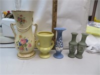 5 Vintage Vases (3 Jasperware & 2 Pottery)