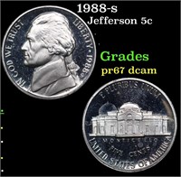 Proof 1988-s Jefferson Nickel 5c Grades GEM++ Proo