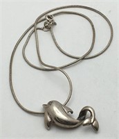 Sterling Silver Italian Necklace & Dolphin Pendant