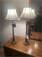 Pair of brushed oil style lamps. Tested