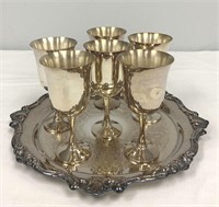 Sliverplate Tray and Goblets by Gorham