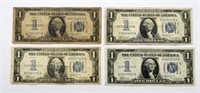 (4) 1934 $1 "FUNNY BACK" SILVER CERTS