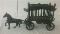 Vintage Cast iron Overland circus cart with horse