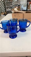 4 blue cups( large) anchor hocking