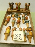 (13) Anri Style Wood Carved Bottle Stoppers