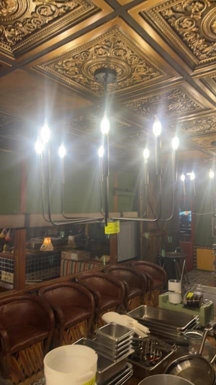 4 art deco black chandeliers with eight bulbs