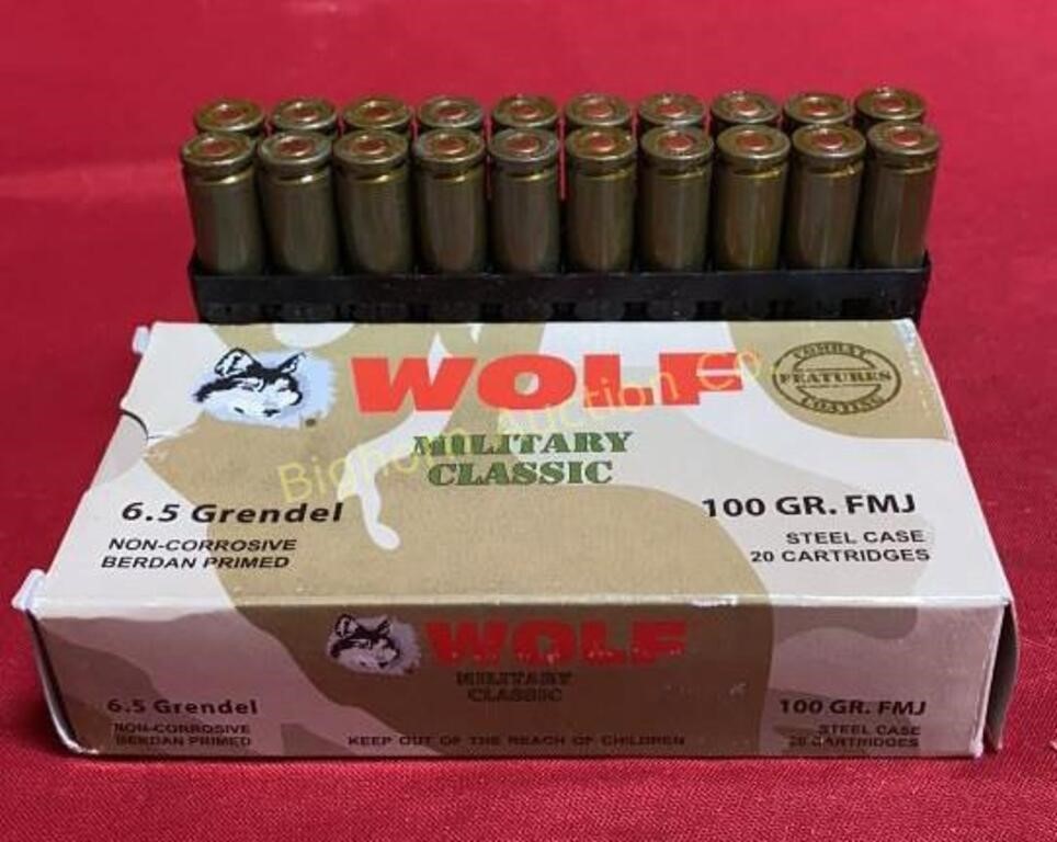 Ammo 6.5 Grendel 20Rds Wolf 100 Grain FMJ