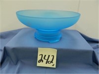 Blue Satin Glass "Tiffin" Bowl w/ Plateau