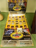(4) Pennzoil NASCAR Tin Signs (15")