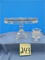 Fostoria Coin Glass Cake Stand & Toothpick Holder