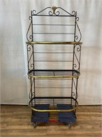 French Brass & Scroll Wrought Iron Etagere