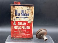 Blue ribbon cream metal polish & vtg door knob