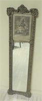 "Le Lever" Lithograph Crowned Trumeau Mirror.