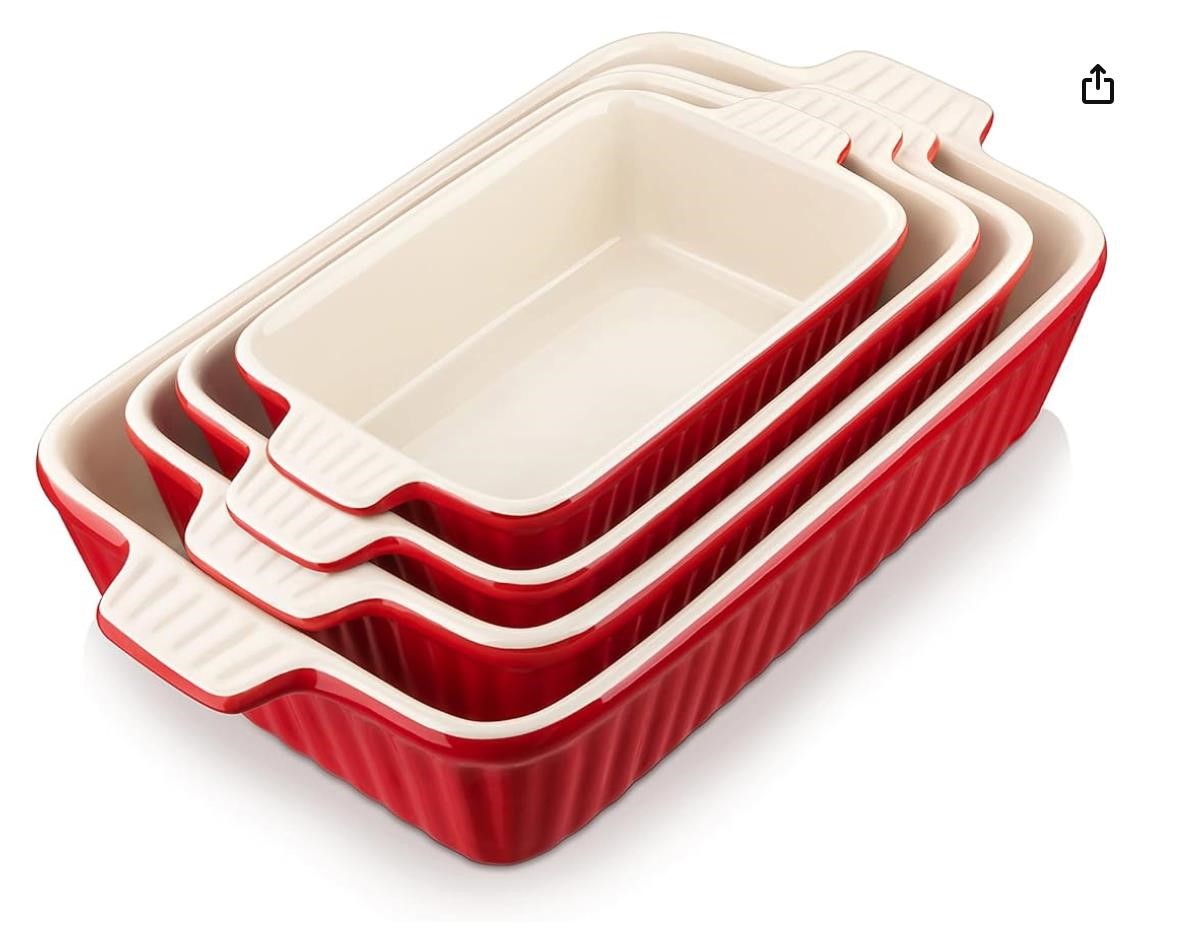 Bakeware Set of 4, MALACASA Porcelain Baking pans