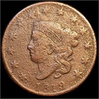1819 Coronet Matron Head Large Cent - XF Detail