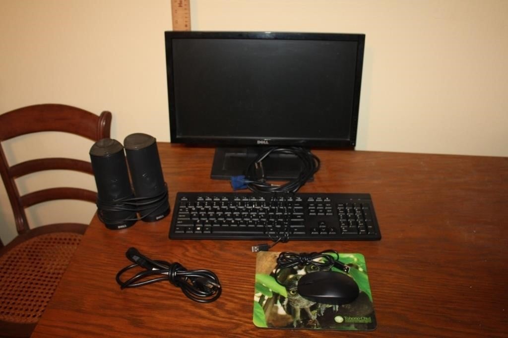 Computer Monitor, Keyboard, Speakers, Mouse