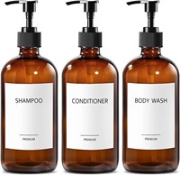 GMISUN Amber Shampoo & Conditioner Bottles  3 Pack